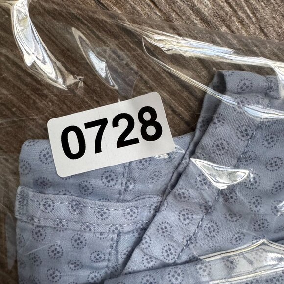 Johnnie-O Chino Shorts Mens 35 Blue Patterned‎ Cotton Linen Blend Slash Pocket - Picture 7 of 7